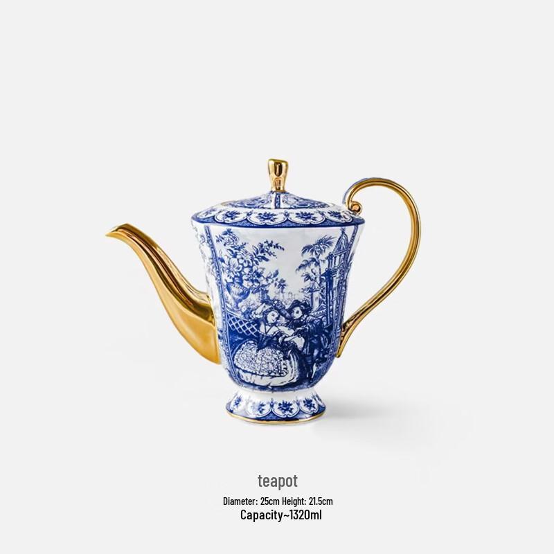 Blue and White Ceramic Coffee & Tea Set