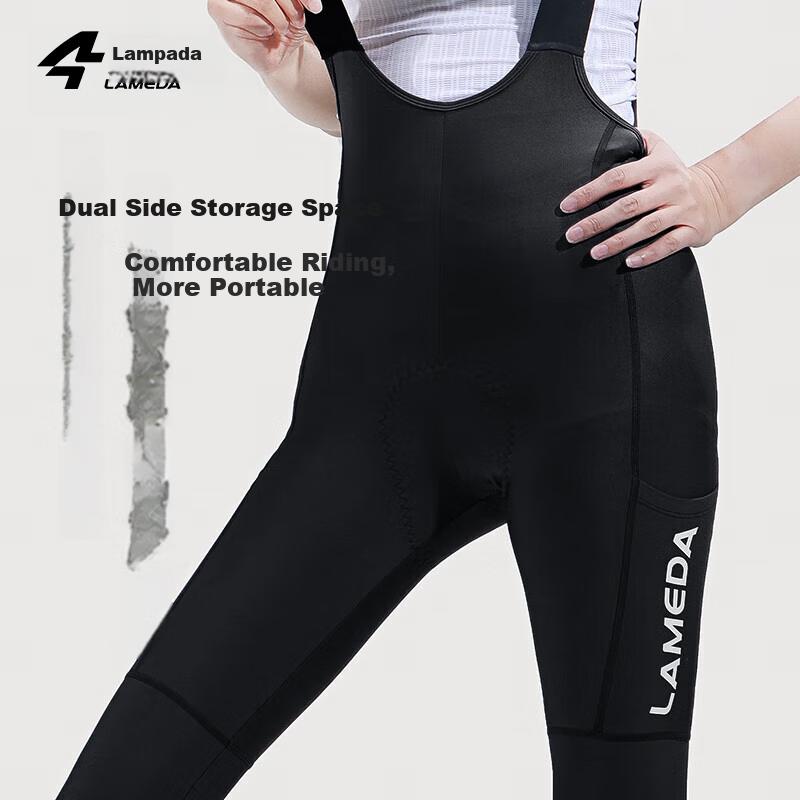 Lanpada Cycling Jersey, Road Bike Riding Pants for Women, Suspender Cycling Long Pants, Bicycle Summer Wear with Seat Cushion, Cycling Clothing Qingru