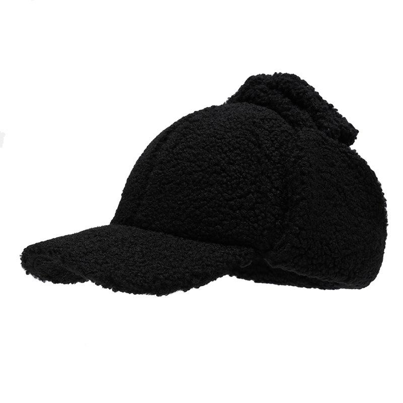

Lamb Wool Warm Ladies Plush Solid Color Autumn and Winter Earmuffs чорний