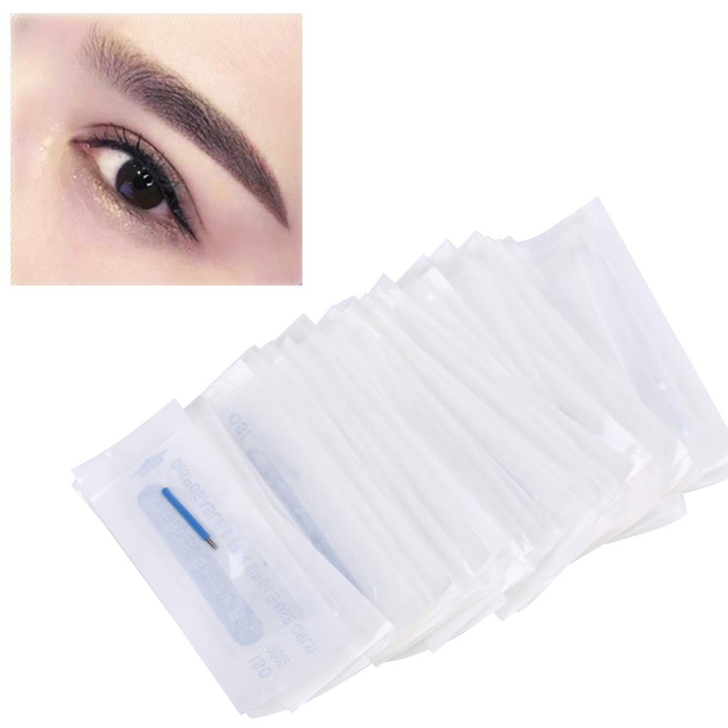 50uds Aguja Profesional para Sombreado Microblading Acero Inoxidable Aguja de Tatuaje de Cejas