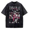 Jojo's Bizarre Adventure Vintage Washed cotton top tees men 2000s anime Colorful Trendy t shirt kawaii Punk Y2k Gothic