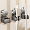 Suction Cup Mop Holder No Drilling Wall Mount Broom Mop Organizer Reusable Removable Bathroom Kitchen Garage Laundry Room Mop Hanger