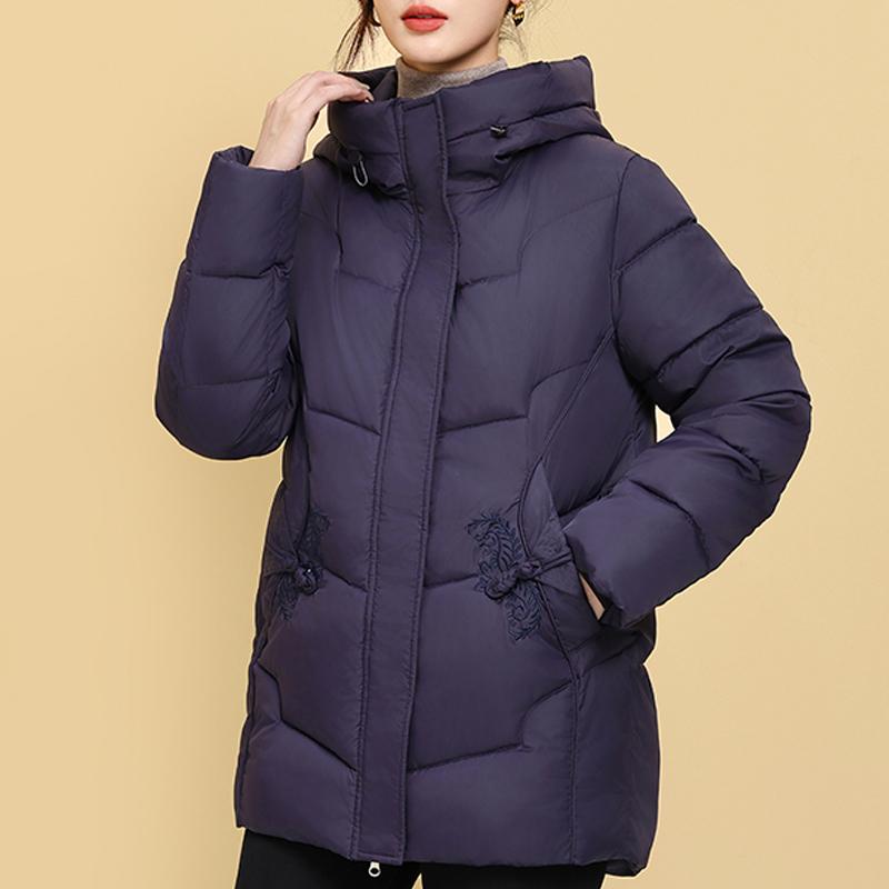 

Зимние парки больших размеров для женщин, пальто с капюшоном, элегантные свободные, толстые, теплые, верхняя одежда, куртки для женщин среднего возраста 4XL фиолетовый