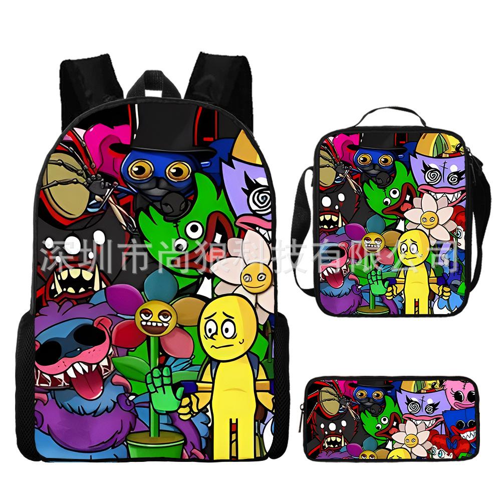 Rainbow Friends Rainbow Friends Student School Bag Digital Printed Oxford Cloth Backpack Satchel Pencil Case