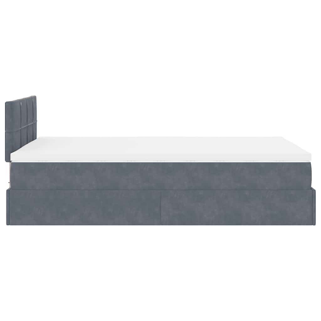 Ottoman Bed with Mattress & LEDs Dark Grey 120x190 Cm Velvet
