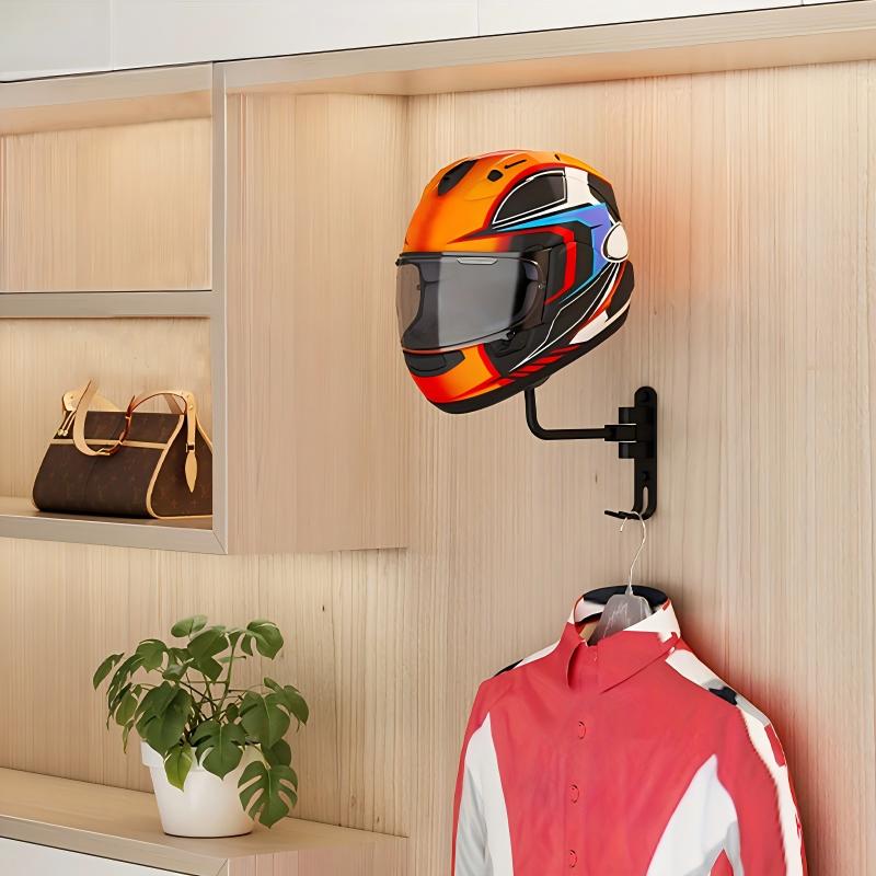 Motorcycle Helmet Rack Wall Mount Metal Hat Bike Helmet Holder Double Hook  Display Helmet Hanger Stand Motorcycle Accessories