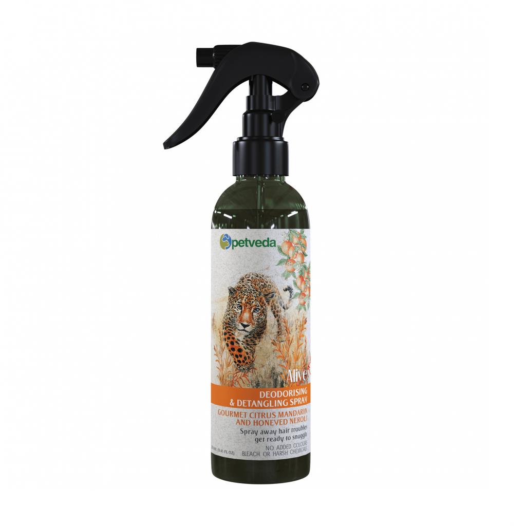 Fellspray mit Mandarine (250 ml), Deodorisierendes & Entwirrendes Spray Gourmet Citrus Mandarine, Petveda