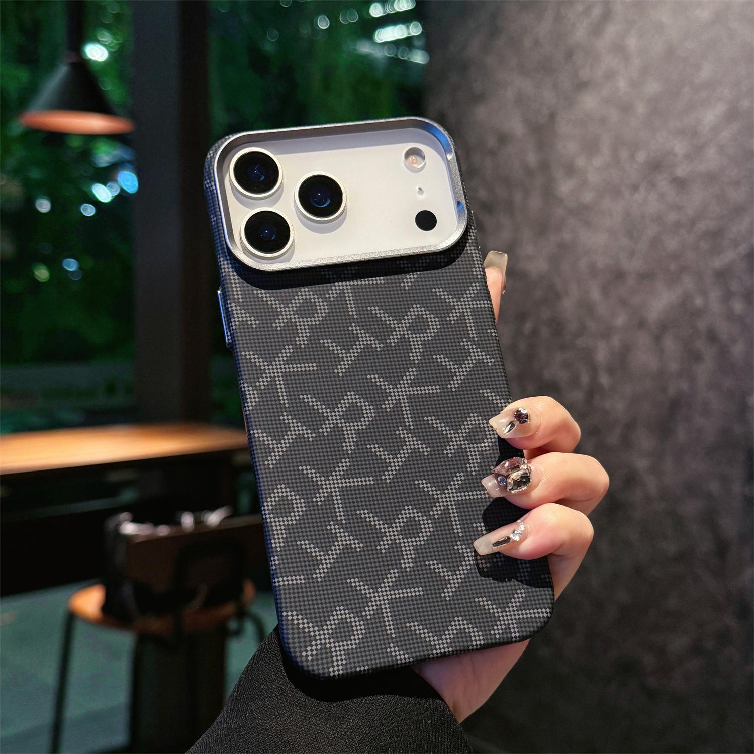 

Надтонка магнітна накладка для iPhone 17 Pro Max iPhone17 Air Cover Розкішна текстура Kalver з модними словами TTK на ній iPhone17 Pro Max чорний