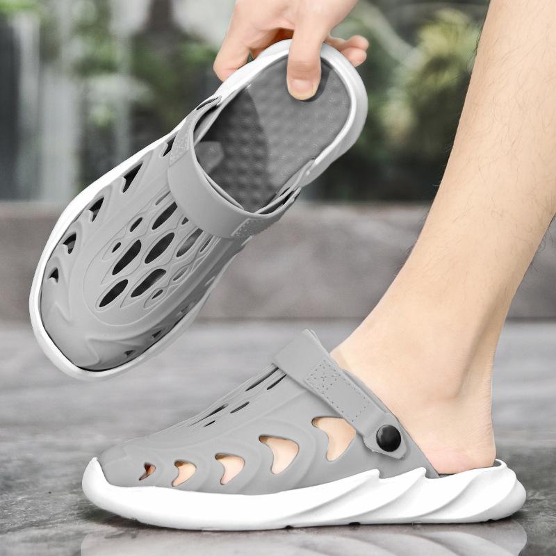 Hole Shoes Men Wear Thick Soles In Summer, Step On Shit, Bag Head Slippers Coconut Travel Beach Outdoor Sandals