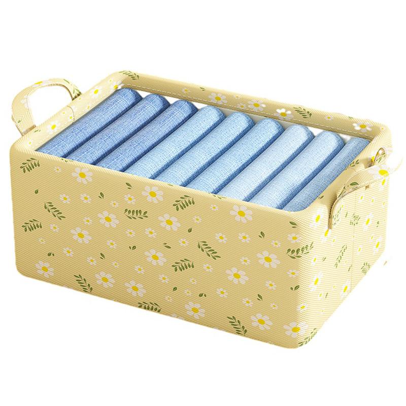JJTZ 30x24x17cm Daisy Pattern Folding Clothes Storage Box Closet Organizer Bin A