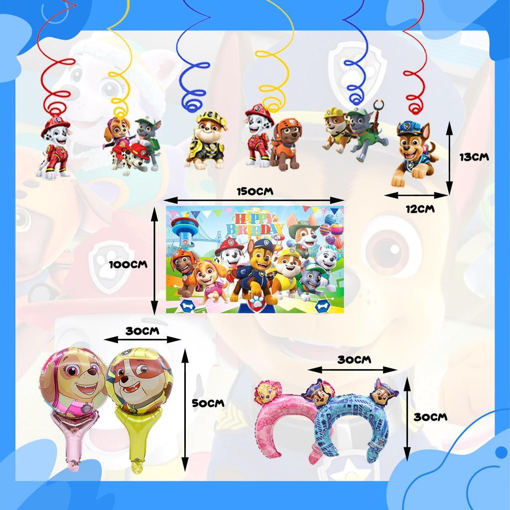 FCXZI Paw Patrol Character Birthday Kids Birthday Party Happy Birthday Birthday Day Hanging Hairband Birthday Decorations for 1st and 2nd Birthdays