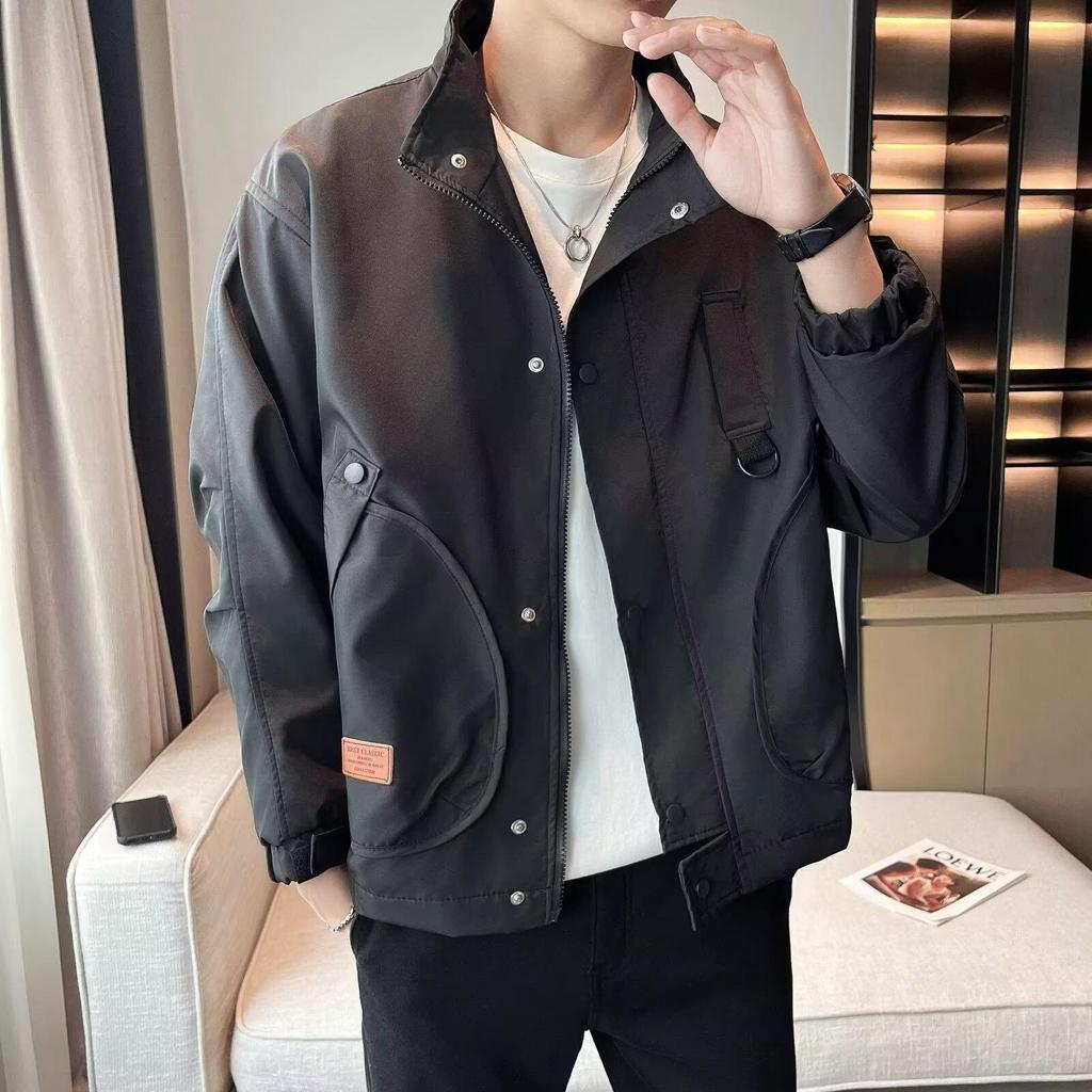 2025 Men's Trendy Hipster Jacket: Spring/Autumn High Street Style, Hong Kong & Japanese Harajuku Influence, Loose Fit, Korean Version.