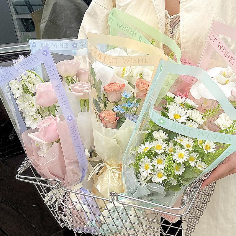 Sweet Heart Bouquet Floral Packaging - Transparent Fresh Flower Wrapper for Florists and Street Stalls