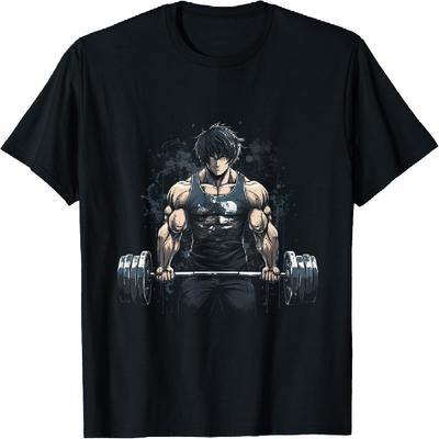 Camiseta de Fitness Motivación Fuerza Levantamiento de Peso Joven Anime
