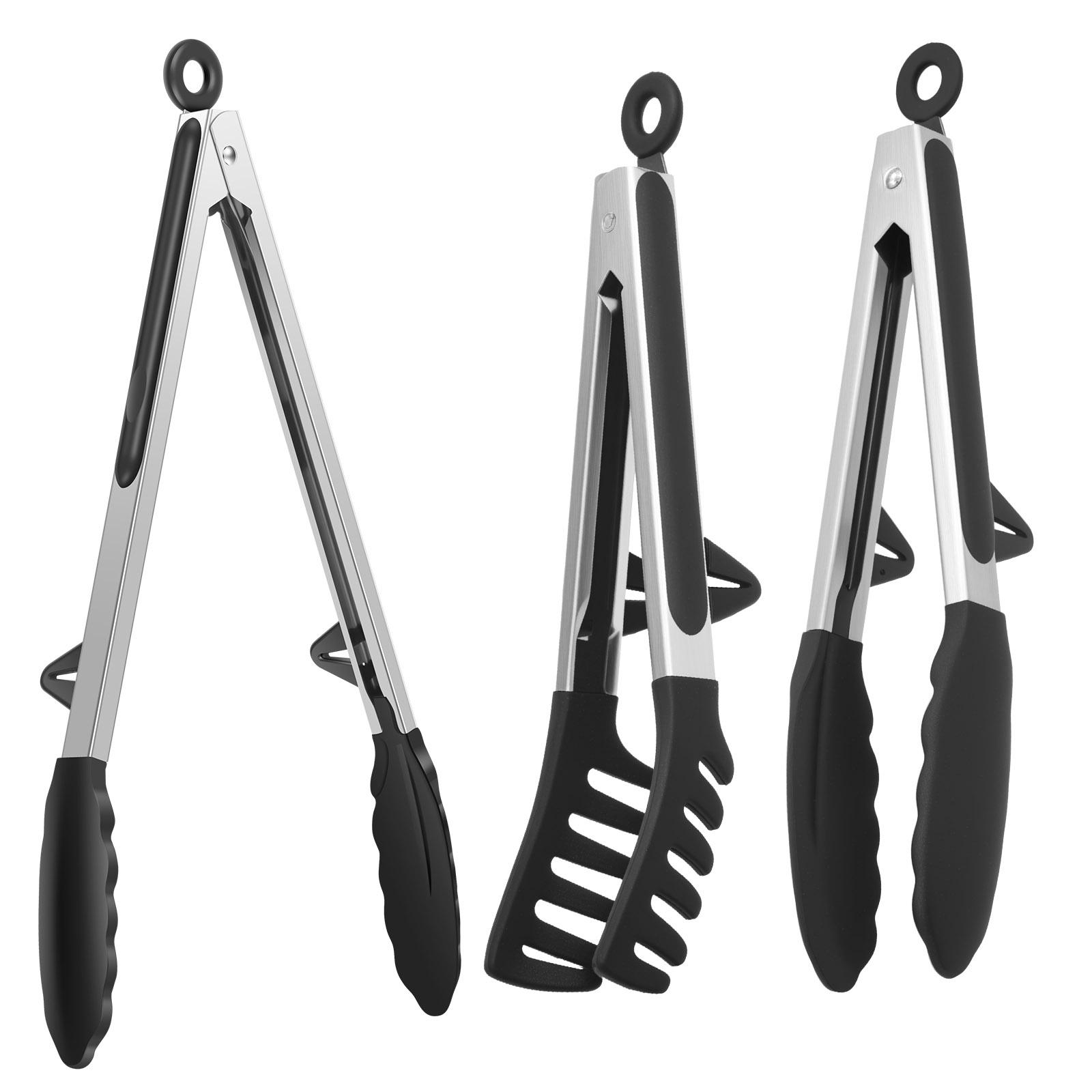 3 Pcs Kitchen Tongs Silicone Food Tongs Non Stick Cooking Serving Tongs Heat Resistant BBQ and Cooking Tools for Kitchen Gadgets