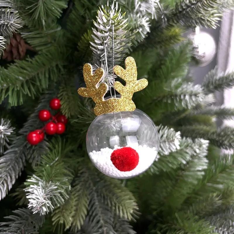 New Christmas Disco Ball Ornaments Elk Hat Xmas Tree Pendant Snowman Santa Claus Hanging Ball Merry Christma Decor New Year 2025