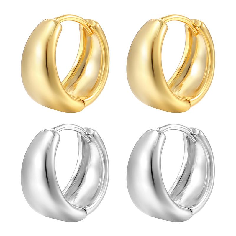 able Women'S Copper Material Trend Hoop Earrings Smooth Round Earrings Brand Hoop Earrings Jewelry