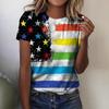 Sommer Rundhals Amerikanische Flagge Thema Muster 3D Druck Top Modische Lässige Kurzarm Damen T-Shirts