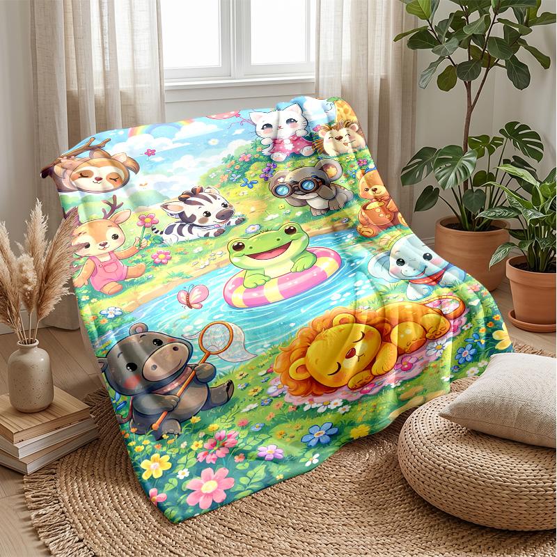 Animal Paw with Flowers Blanket Personalized Name Flannel Blanket Soft Cozy Plush Throw for Sofa Bed Lightweight Home Decor