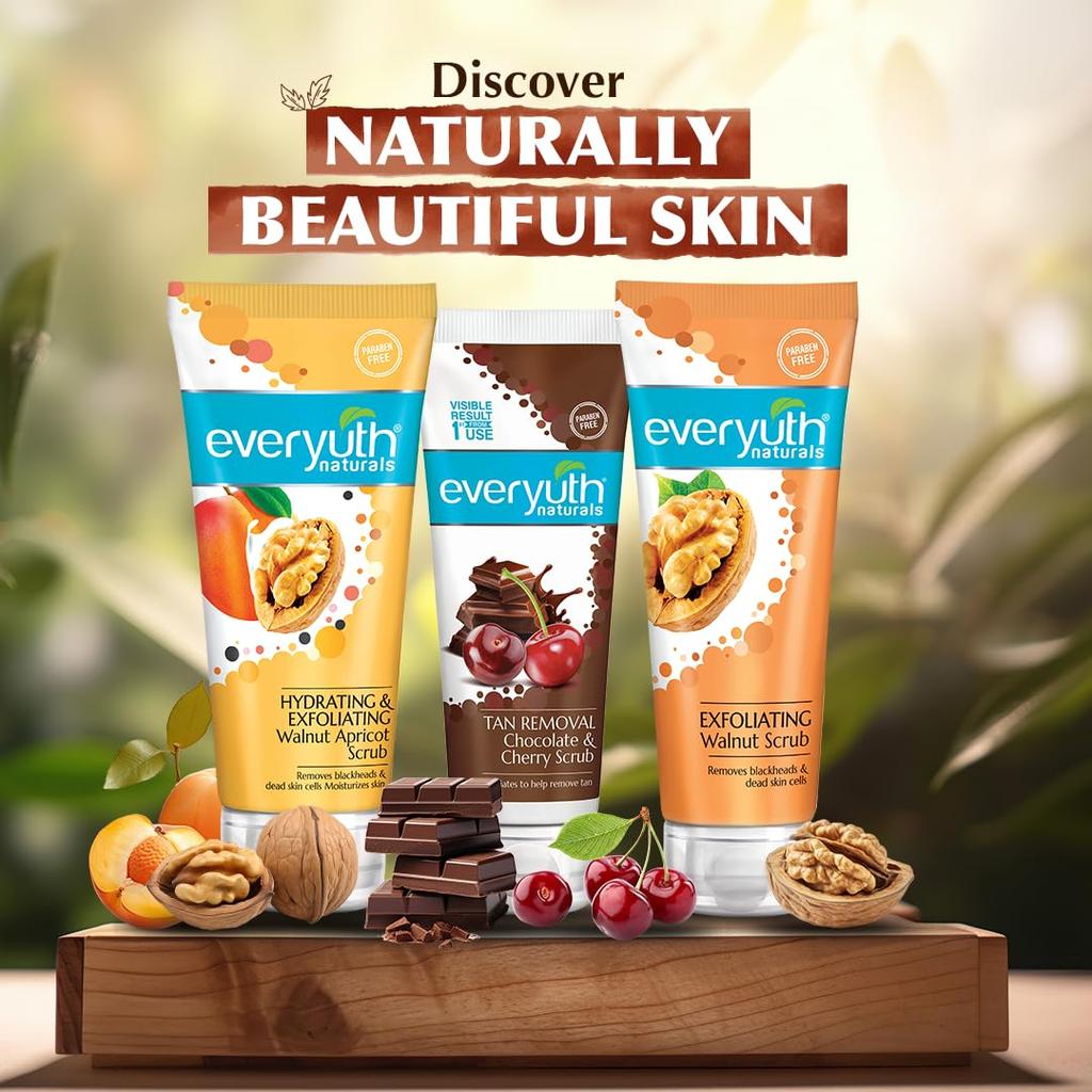 Everyuth Naturals Chocolate Cherry Tan Removal Scrub 100g Brightening Face Body Exfoliator Detoxify & Cleanse