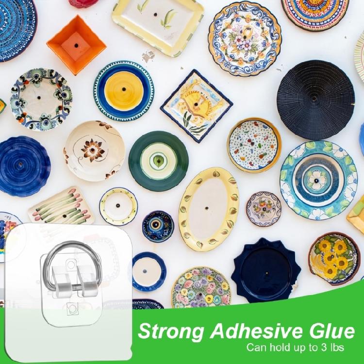 20Pcs Wall Hooks D Shape Hangers With Strong Adhesive Backing For Hanging Decoration Photos Plates Picture