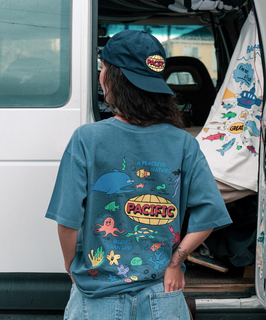 BIGWAVE COLLECTIVE Enjoy Ocean Life Pigment Short Sleeve T-Shirt (Navy)