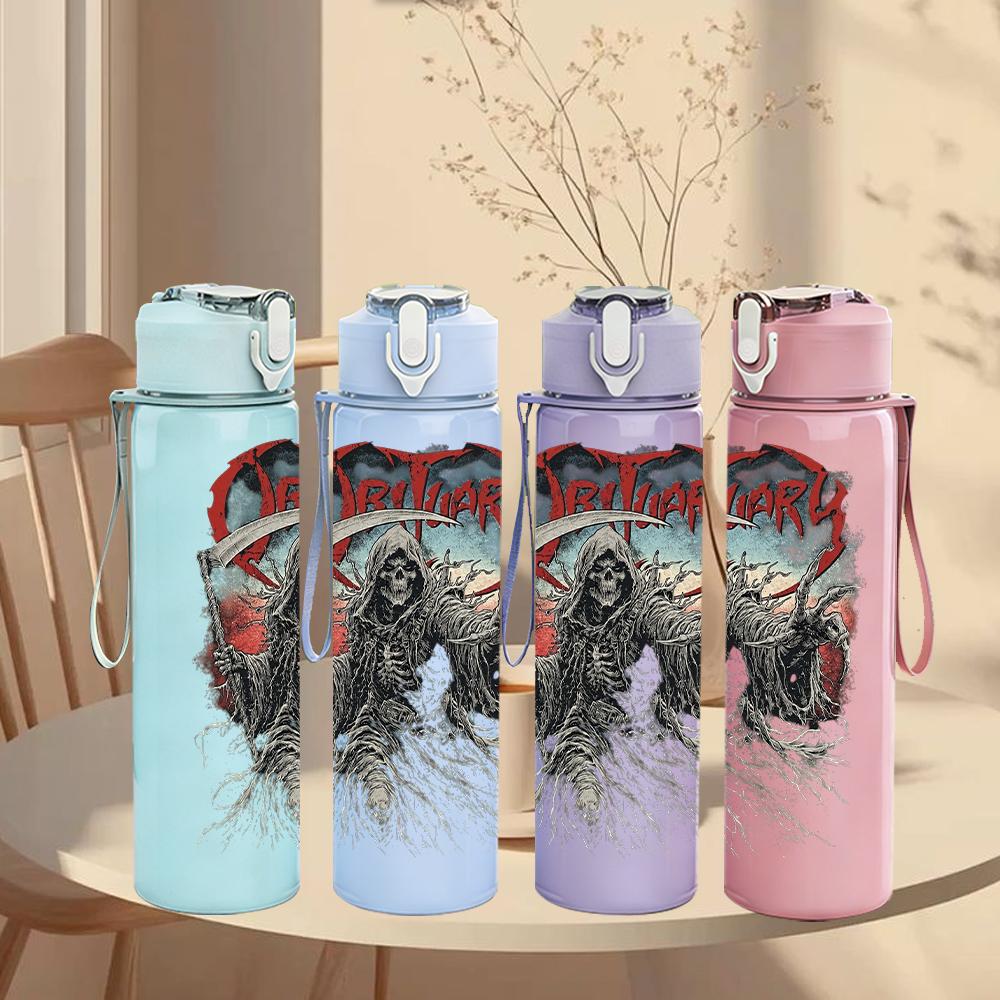 1PC Dark Skull Gothic Retro Art Print 750ml Portable Sports Water Bottle Leakproof Gym Outdoor Travel Drink Cup