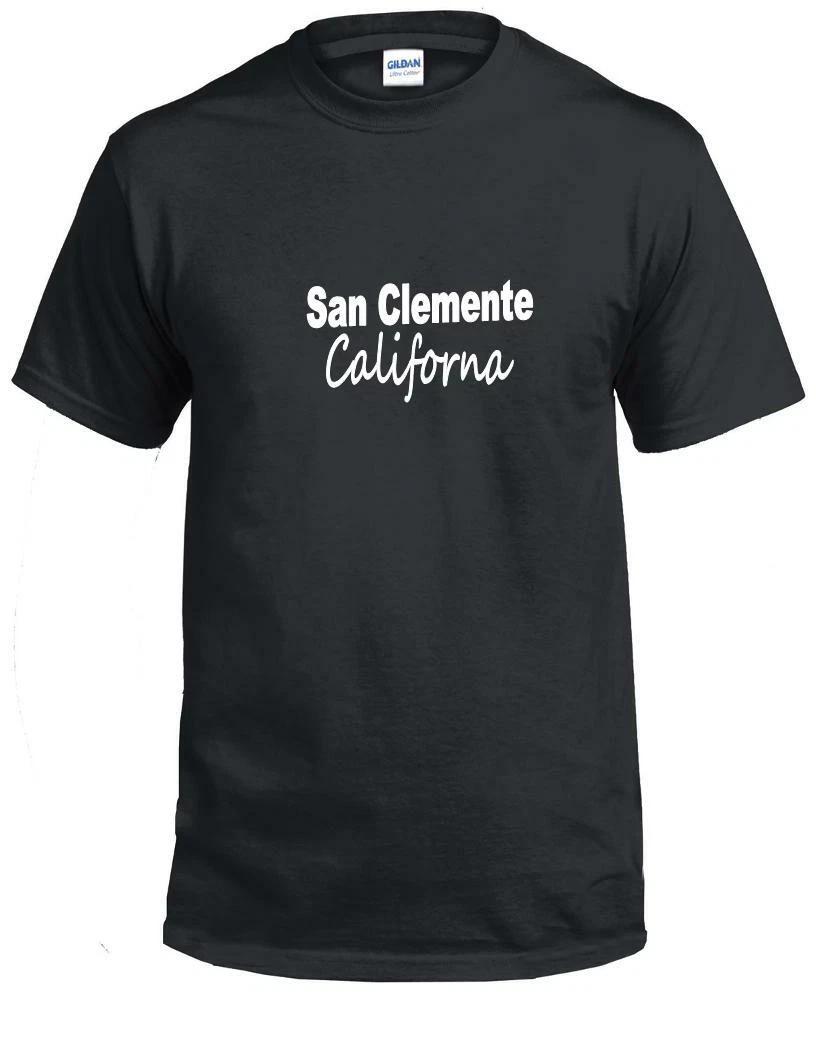 

San Clemente T-Shirt South Orange County Beach Black White Script Tee Shirt L