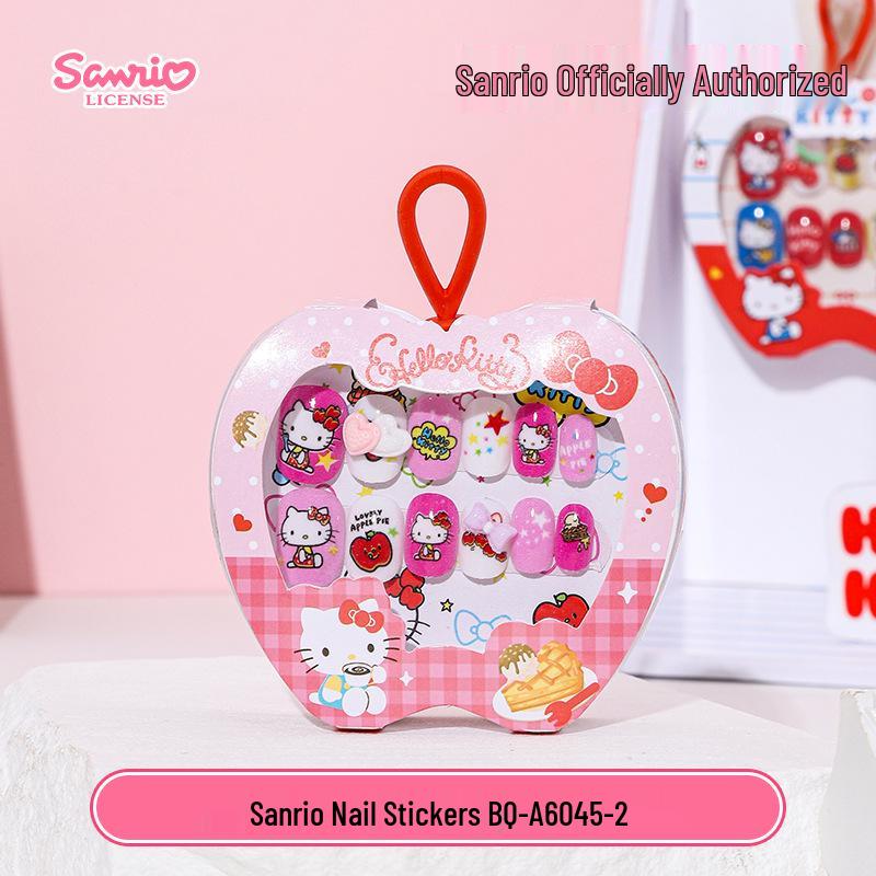 KT Cat Tecknad Bärbar Nagelklistermärke för Barn - Avtagbar, Självhäftande Gelé Nageldekor för Flickor