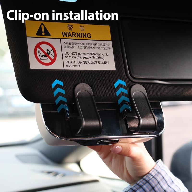 Multifunctional Car Sunglasses Holder Driver's Seat Clip Storage Case Eyewear Frame Car Sun Visor Holder Brown/gray