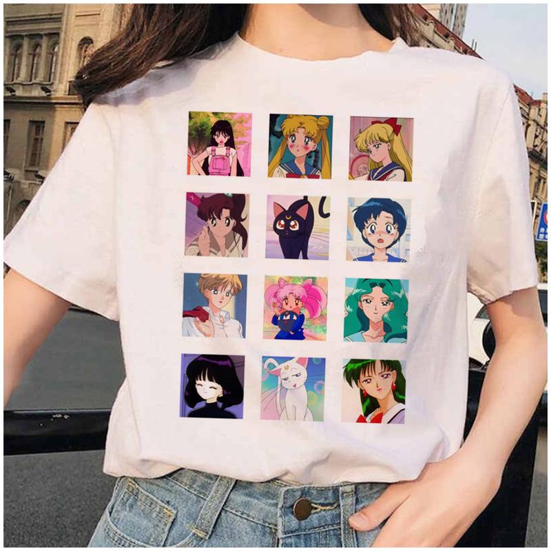 Sailor Moon 90S Divertente T Shirt Harajuku Vestiti Tshirt Estetica Gatto Anime Donna Carina Donna T