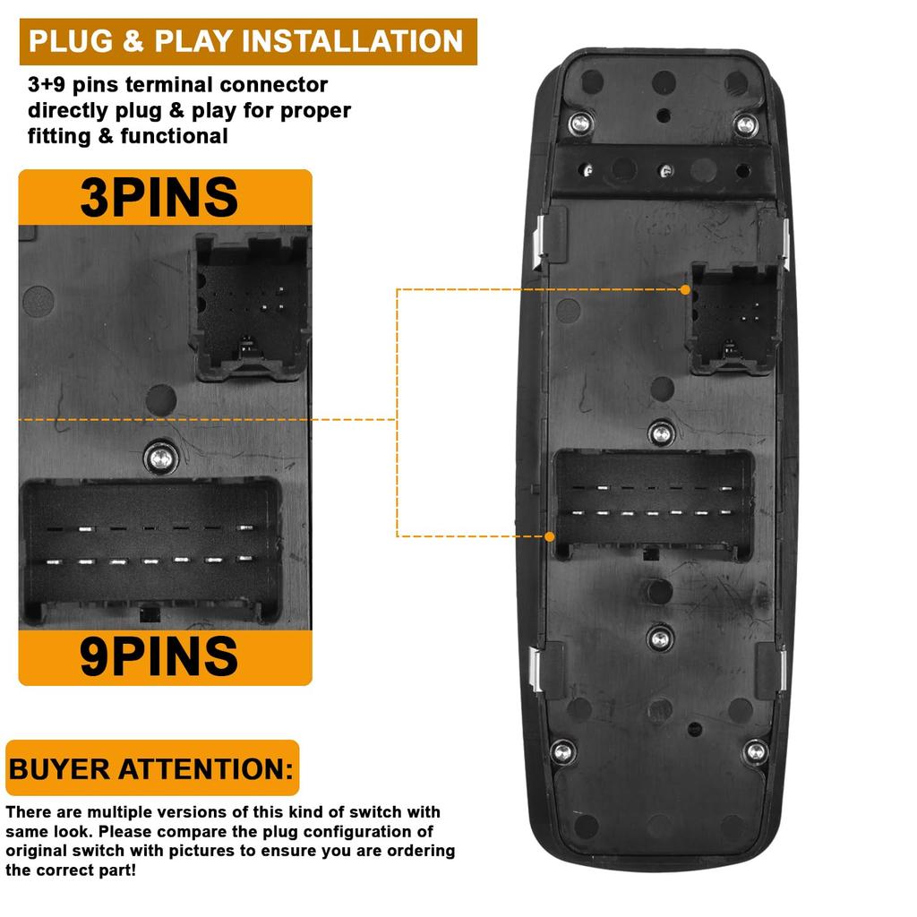 Front Left Driver Side Master Power Control Window Switch For Dodge Ram 1500 2500 3500 Truck Quad Mega Crew Cab 2009 2010 2011 2012 Replace 4602863AD