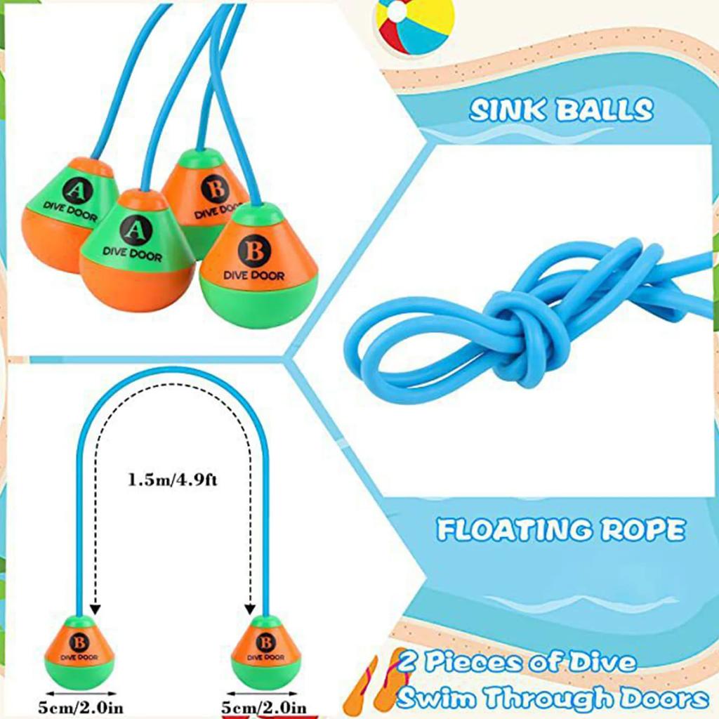 2pcs/set Through Door Diving Ring Funny Swimming Game Aids Dive Door Reusable Dive Swim Through Door Adults Kids Pool Thru Rings