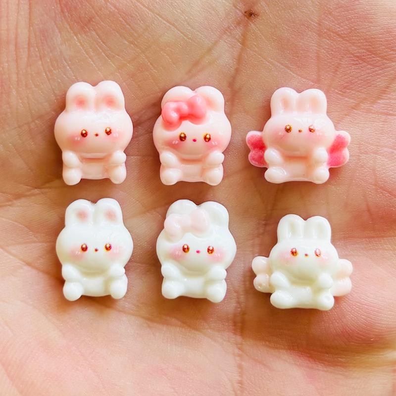 22 Pieces Cartoon Resin Mini Bow Wings Rabbit Nail Decoration Diy Set, Suitable For Nail And Jewelry Making A117