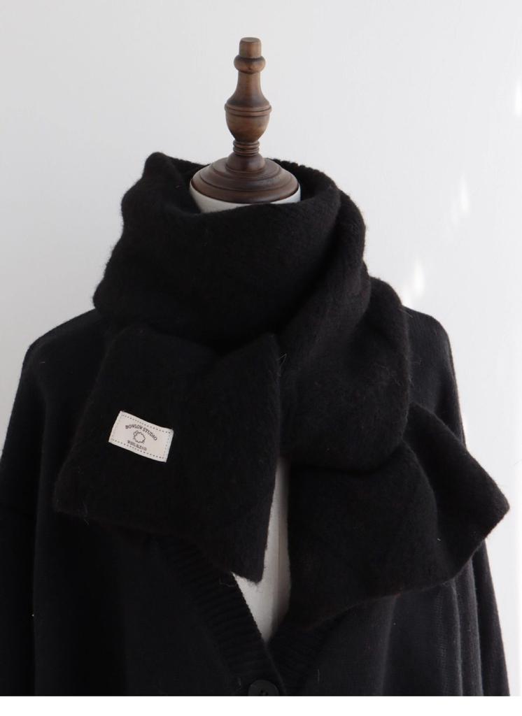 Cotton blended knitted scarf women's autumn and winter new white label soft waxy wool warm scarf shawl men