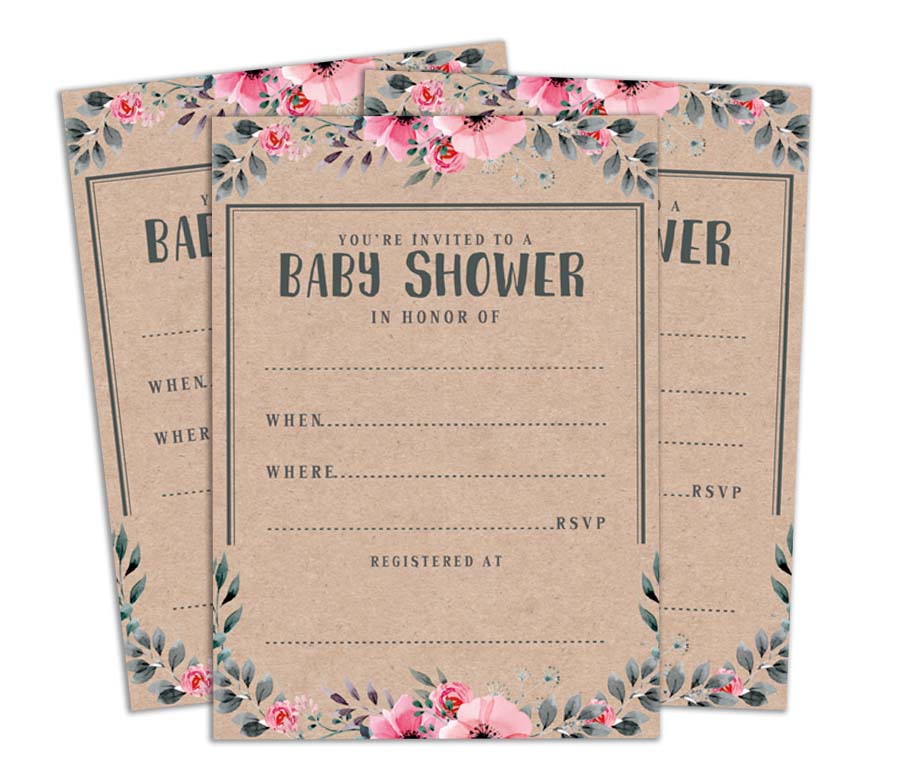 Darling Souvenir Baby Shower Invitation Card 28 Pcs Fill or Write In Blank Invites Printable Party Supplies