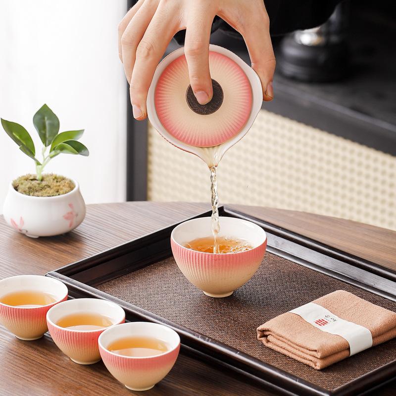 National tide festival gifts gradual change ceramic teapot outdoor camping a pot of four cups travel tea set small set