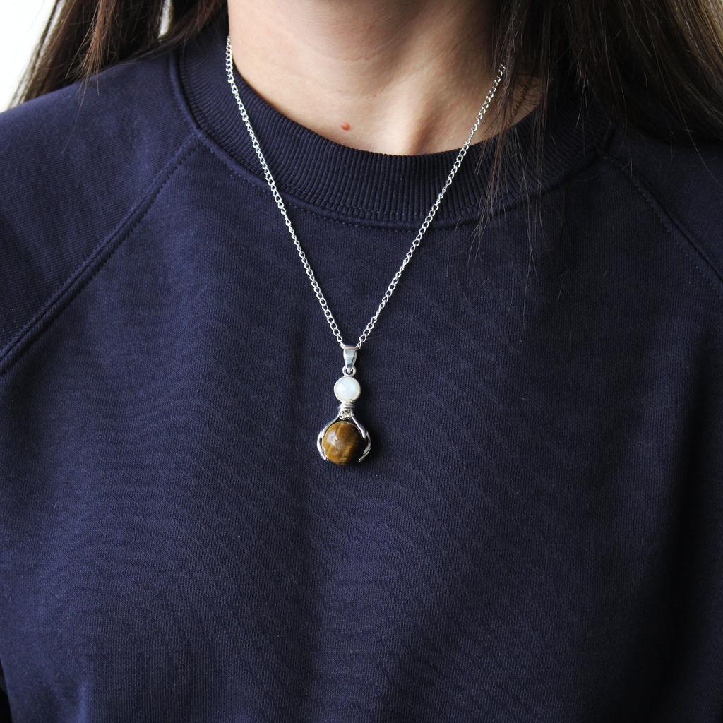 Tiger Eye Crystal Pendant Healing Hands