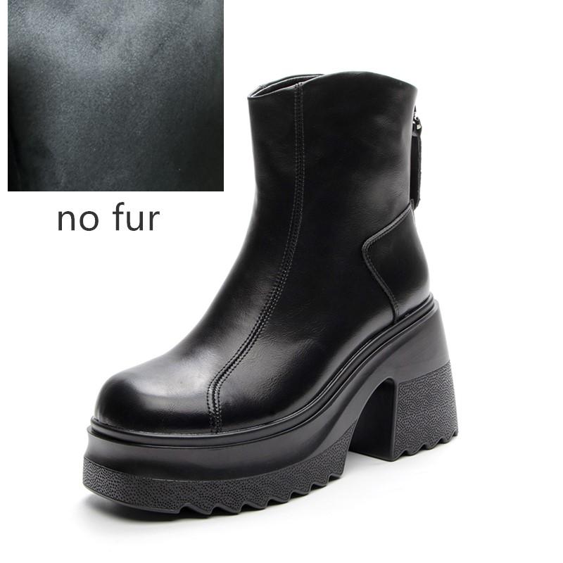 Mote AIYUQI Dame Høye Hæler Støvletter Ekte Skinn 2025 Ny 10cm Hæl Høye Dame Støvletter Plattform Britisk Stil Mote Støvletter Damer