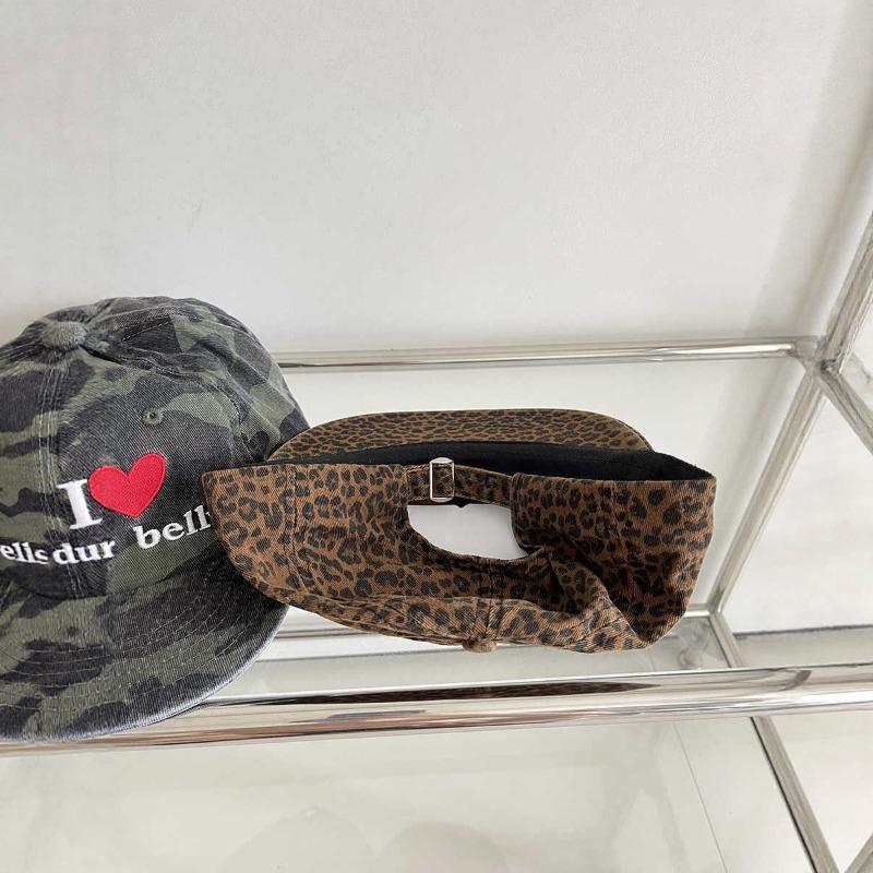Leopard Print I Love Beer Belly Flat Brim Cap Female Retro Street Soft Top Cap Niche