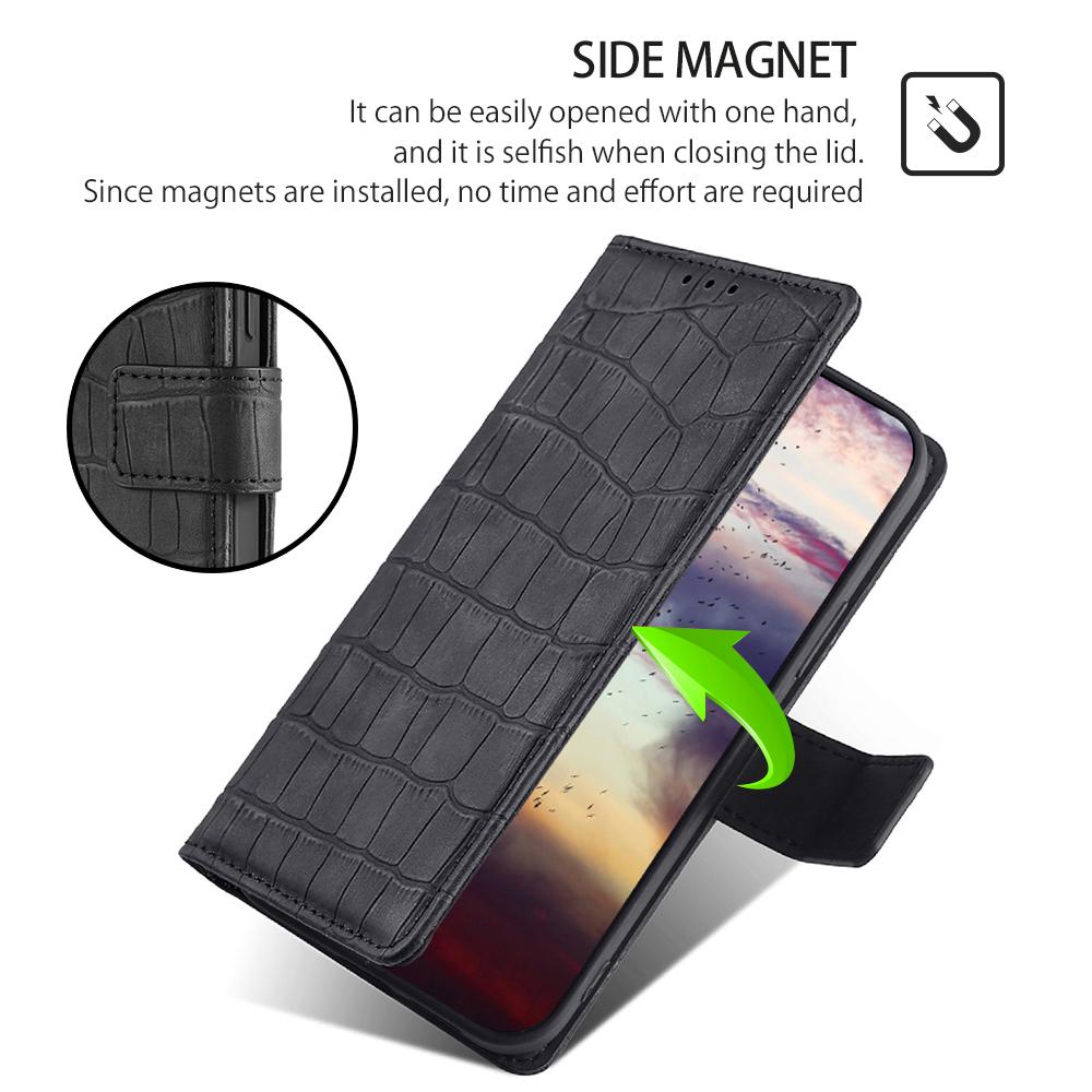 For TCL 505 Phone Case Crocodile Texture Skin-Touch Leather Cover with Wallet