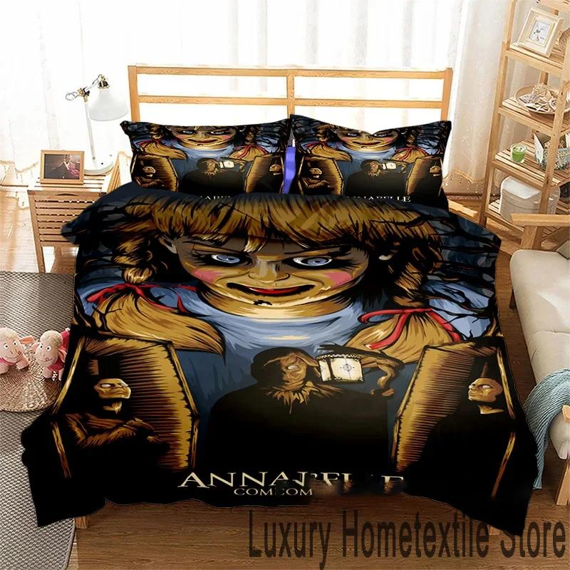 3D Print Horror Movie Annabelle Bedding Set Boys Girls Twin Queen King Size Duvet Cover Pillowcase Bed boys Adult Bedroom