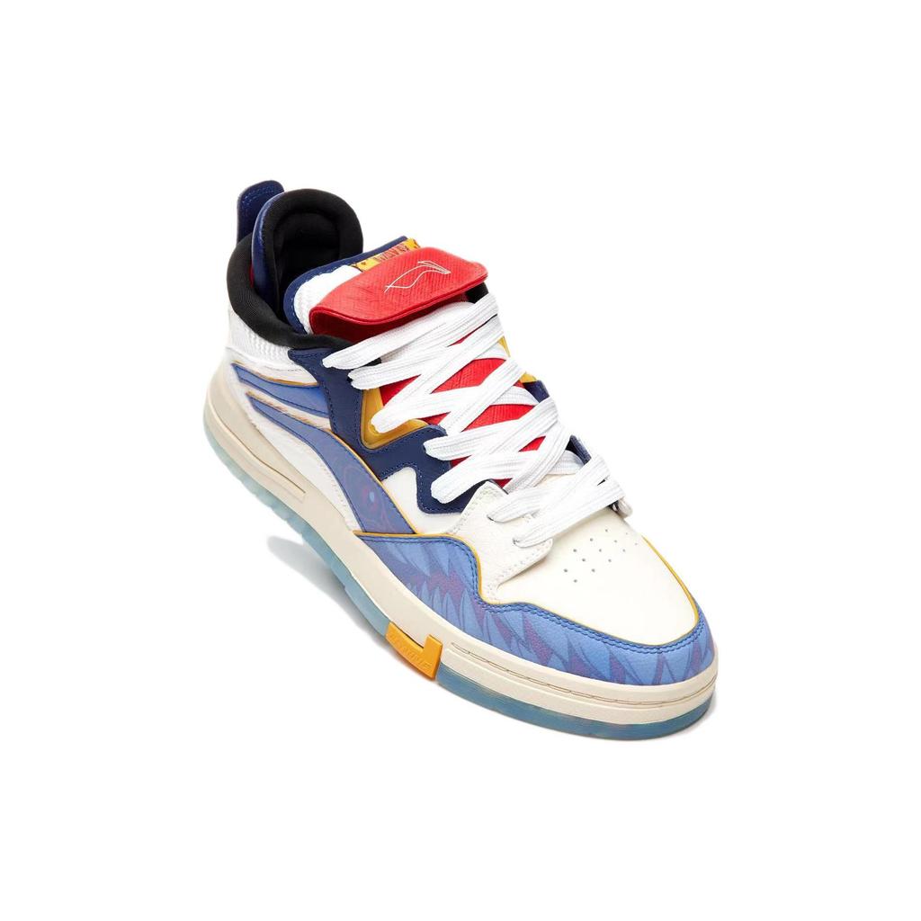 Li Ning Wave Pro Year Beast Slip Resistant Cushioning Abrasion Resistant Low top Skateboard Shoes Men's Blue White AECT023-1