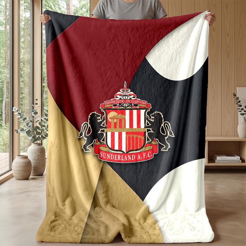 Sunderland Football Print Flannel Blanket, Soft Warm Lightweight Throw Blanket for Sofa Bed Camping