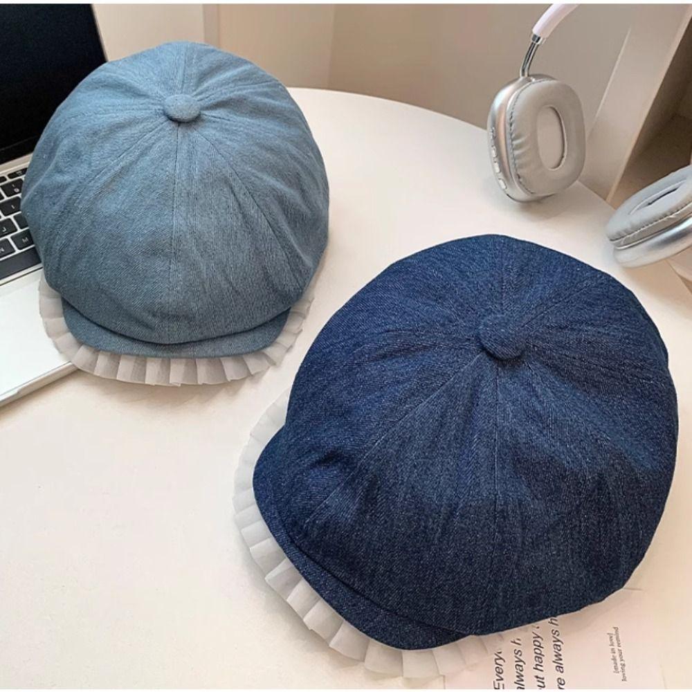 

Lace Cabbie Flat Cap Breathable Newsboy Hat Fashion Peaked Cap for Women