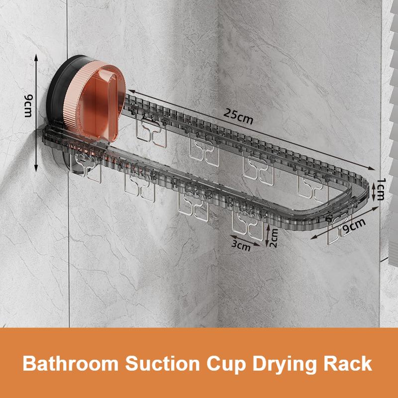 Bathroom Suction Cup Drying Rack Folding Socks Drying Rack Household Clothes Rack Multi Clip Drying Socks Artifact Hanger