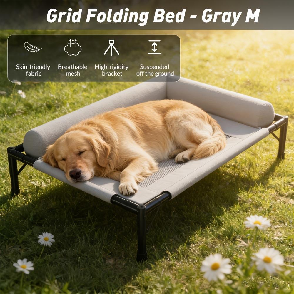 For Cats Dogs Elevated Cooling Dog Bed Washable Hammock Breathable Mesh Cot Indoor Outdoor Anti-Scratch Waterproof Portable