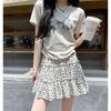 Black floral skirt women's summer new high waist thin small a word short skirt fluffy cake skirt