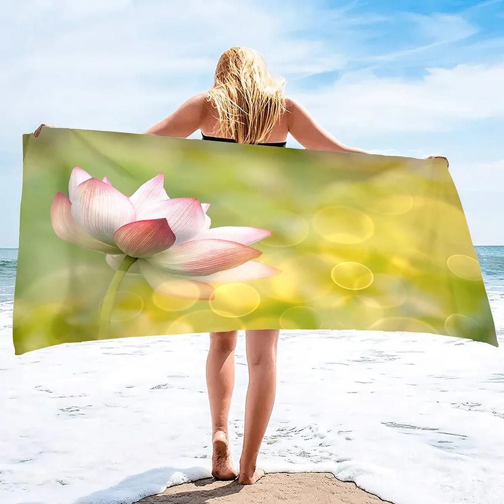 Lotus Flower Ultra Soft Beach Towel,Highly Absorbent Pool Towels,Quick Dry Beach Towel Sand Free Beach Towel Oversized Towels
