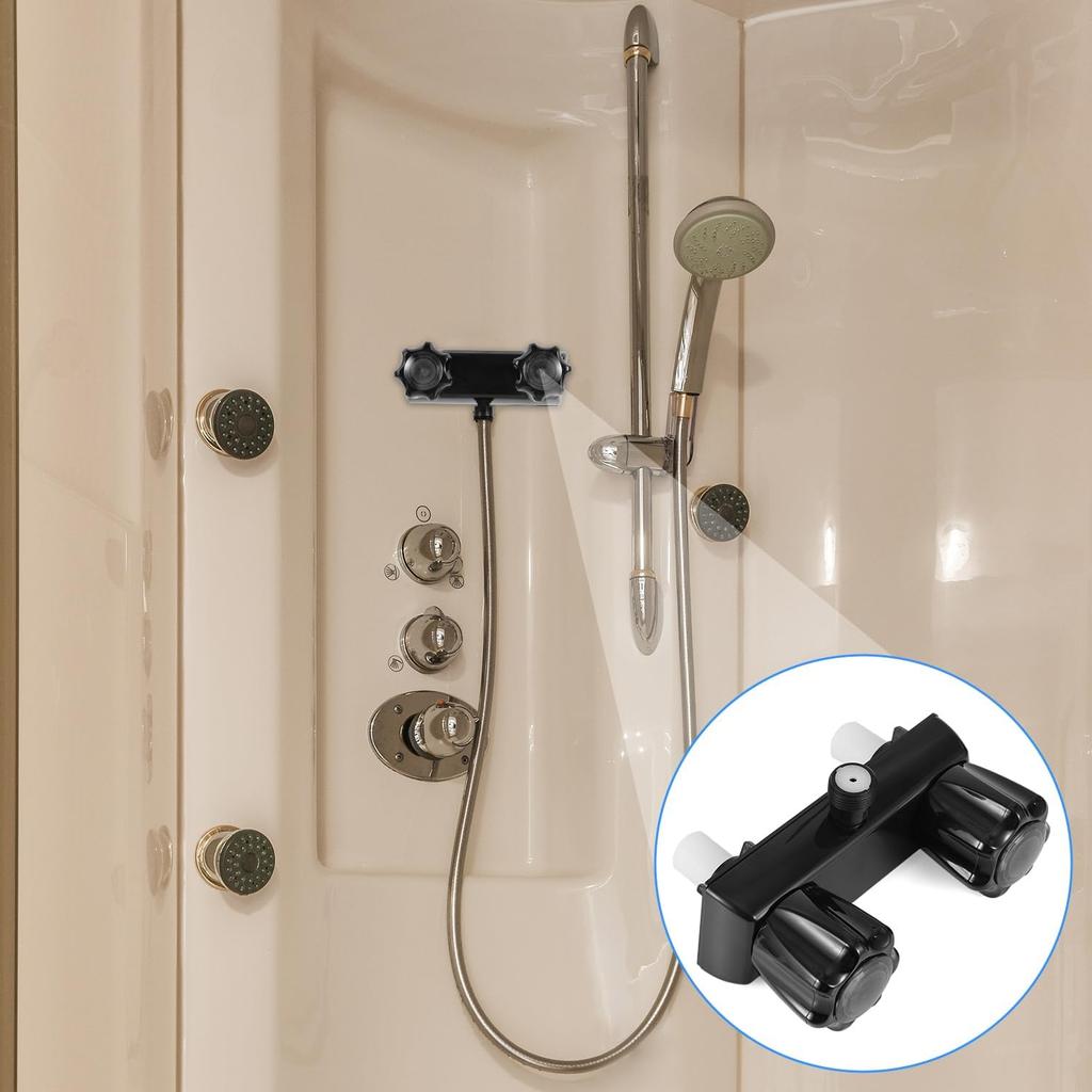 RV Shower Faucet, Camper Shower Faucet Replacement 4" RV Shower Valve Diverter with Dual Knobs Bathroom Shower Accessories Parts for Outside and